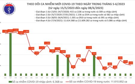 Có 518 ca COVID-19 mới, bệnh nhân thở oxy tăng lên 33 ca ngày 8/6